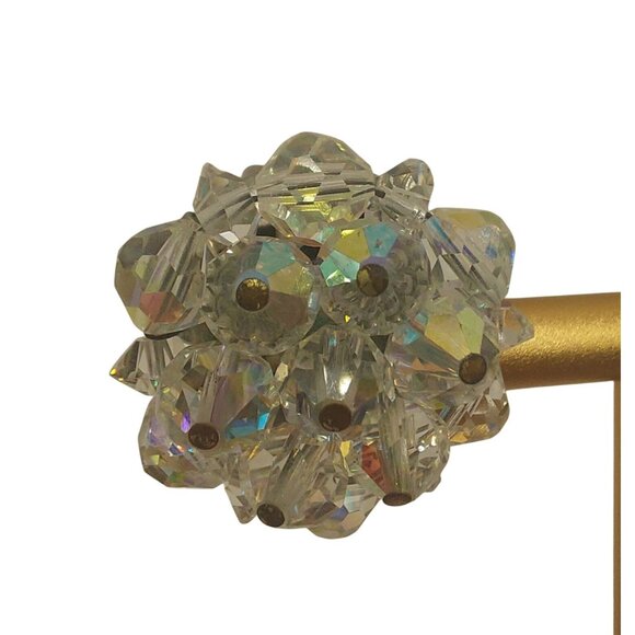 Vintage Laguna Crystal Cluster Clip-On Earrings - Picture 3 of 6